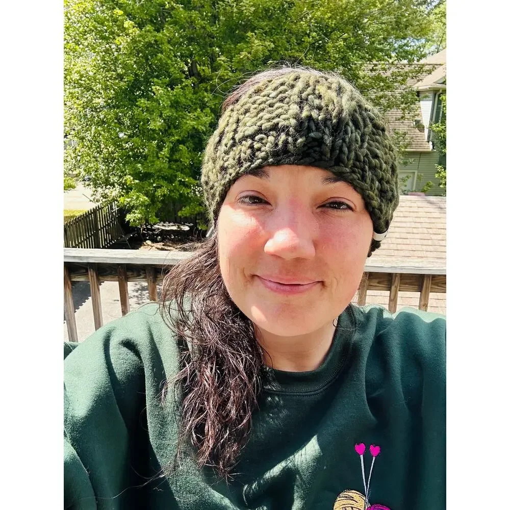 Hand Knit Merino Wool Headband: Lake Erie Headband in Olive